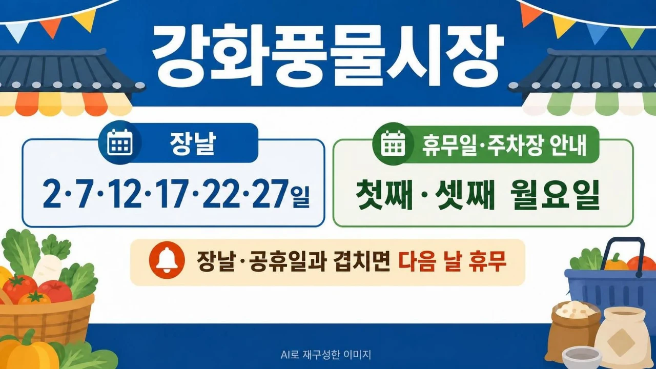 강화풍물시장 장날 2일 7일과 첫째 셋째 월요일 정기휴무 안내