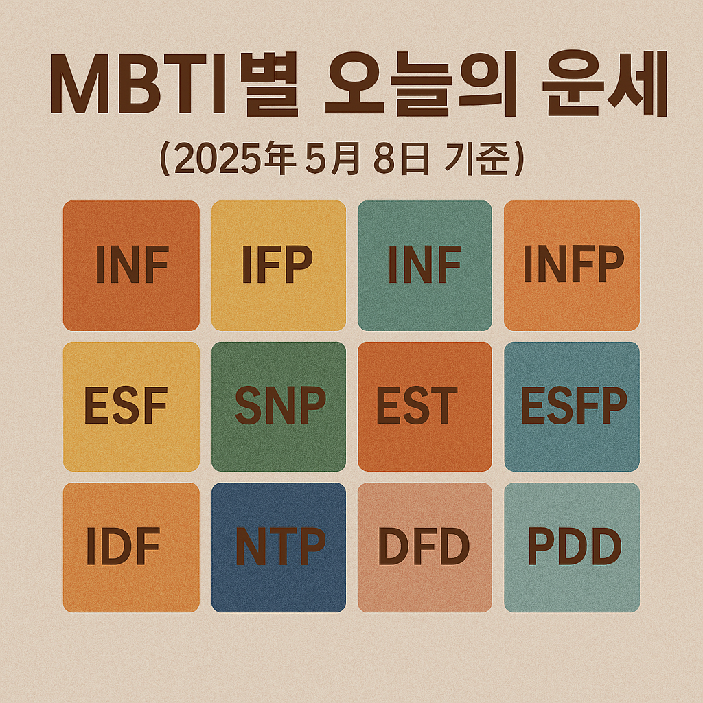 MBTI 별 오늘의 운세 (2025년 5월 8일 기준)