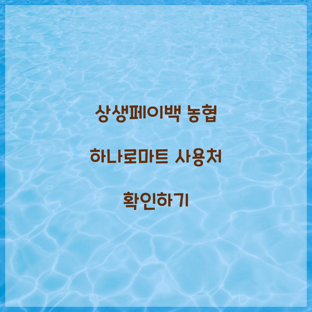 상생페이백 농협 하나로마트 사용처 확인하기