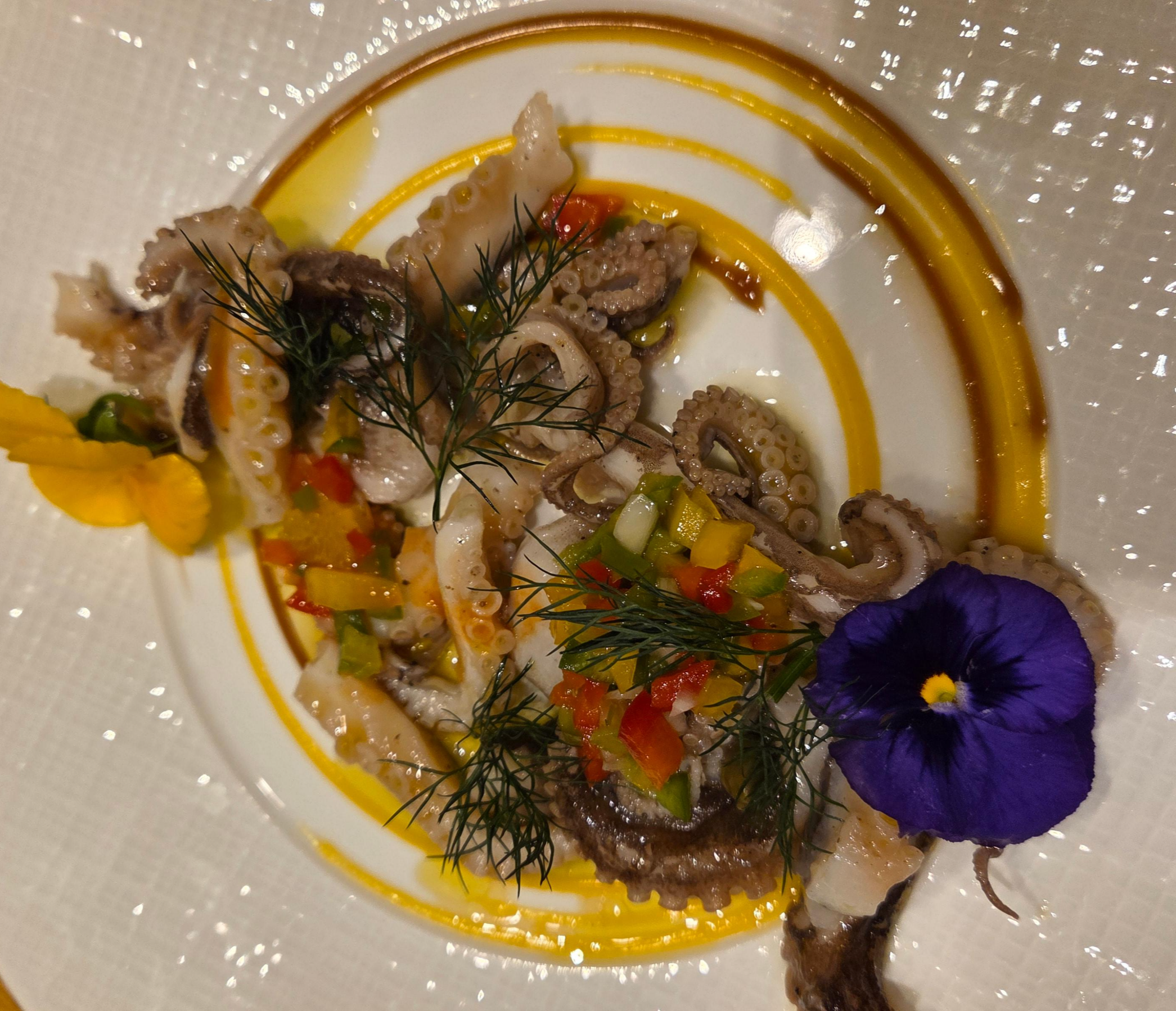 가매일식 디너 코스, 알록달록한 플레이팅의 상큼한 낙지 요리