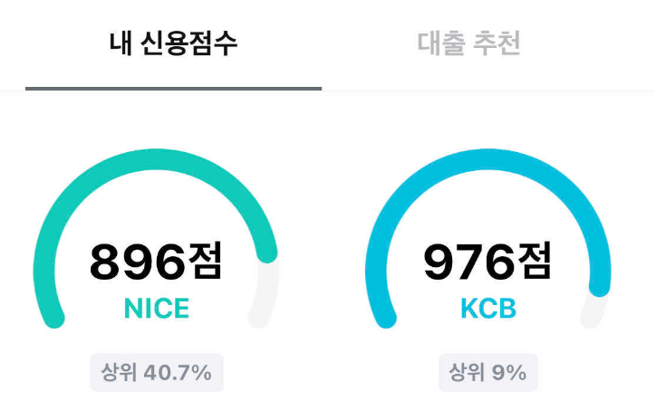 나이스와 올크레딧 신용점수 이미지