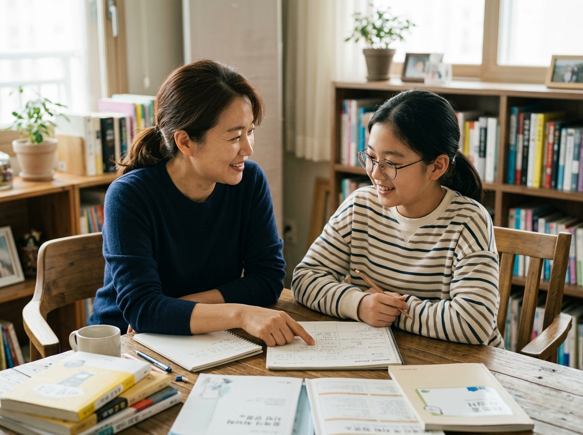 학부모와 함께 주간 수학 학습 계획 점검 및 목표 설정
