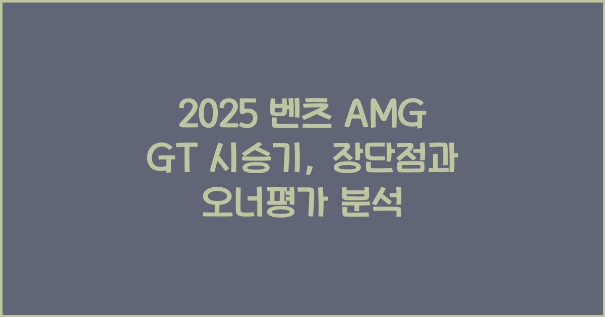2025 벤츠 AMG GT 시승기 제원 연비 장단점 유지비 오너평가