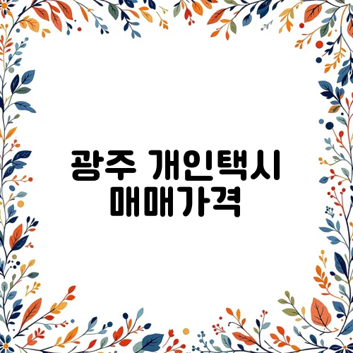 광주 개인택시 매매가격