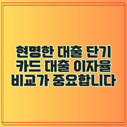 현명한 대출 단기 카드 대출 이자율 비교가 중요합니다