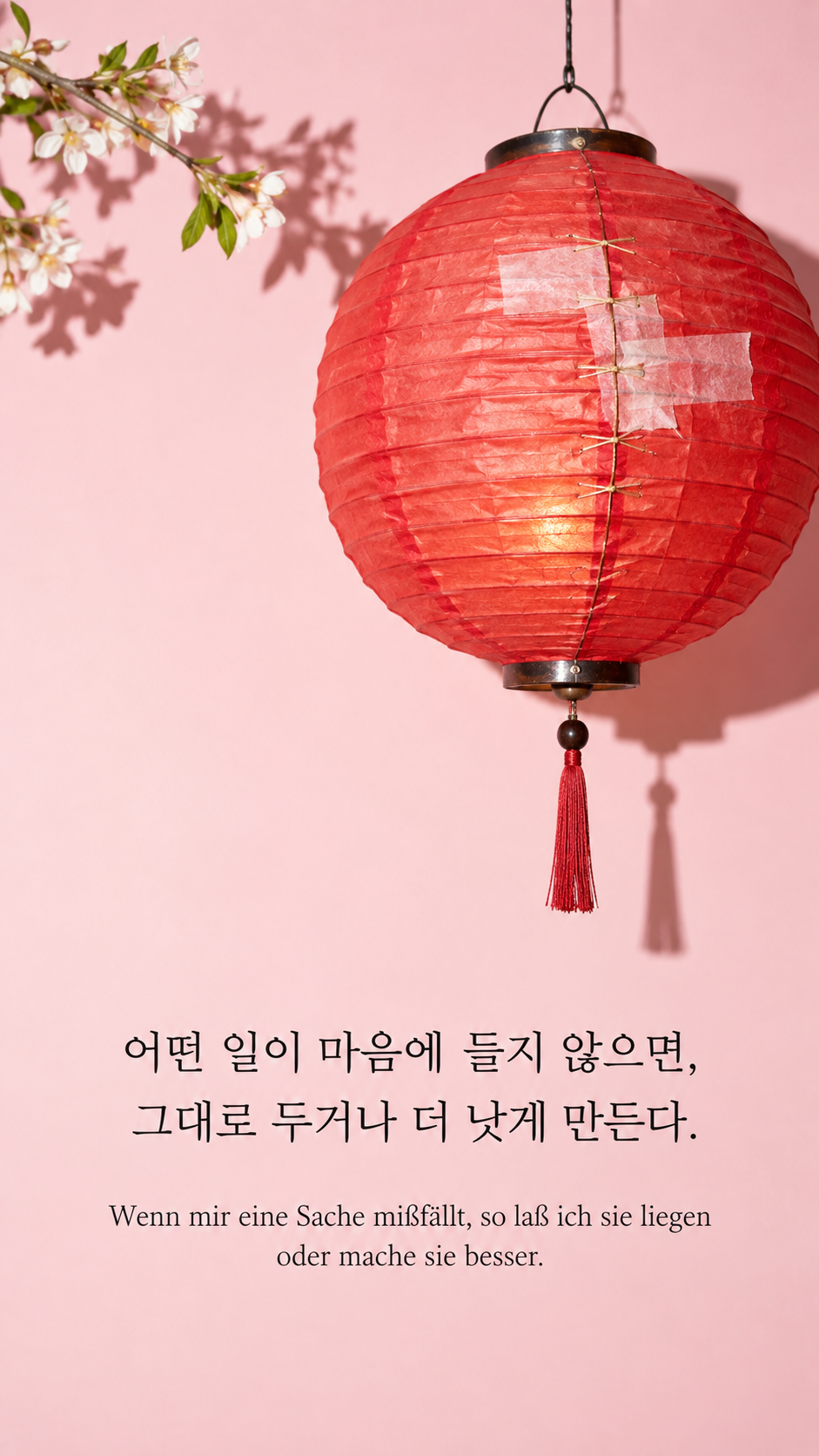 독일어 명언 13 괴테 어떤 일이 마음에 들지 않으면, 그대로 두거나 더 낫게 만든다. — 수선한 빨간 종이등