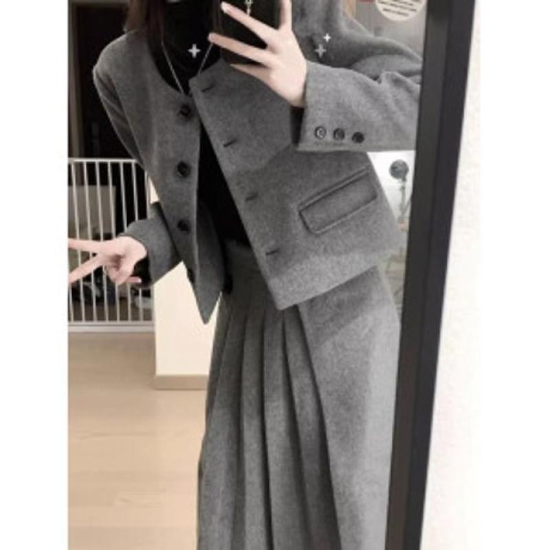 가을 겨울 투피스 플리츠 스커트 하객룩투피스 데이트룩