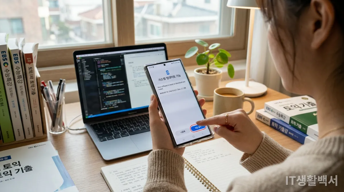소프트웨어 업데이트 알림이 뜬 스마트폰 화면