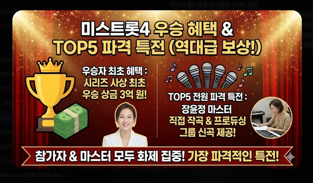 미스트롯4 우승 예상: [2026년 최신] 홍성윤&middot;허찬미 TOP5 및 다크호스 완전 분석
