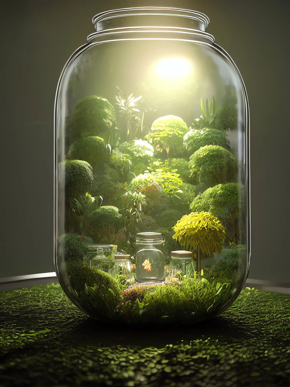 Ai 생성, 미니어처 정원, 테라리움 이미지