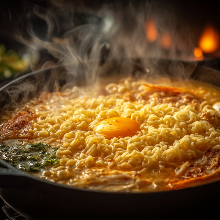 푸짐하게 끓여진 라면