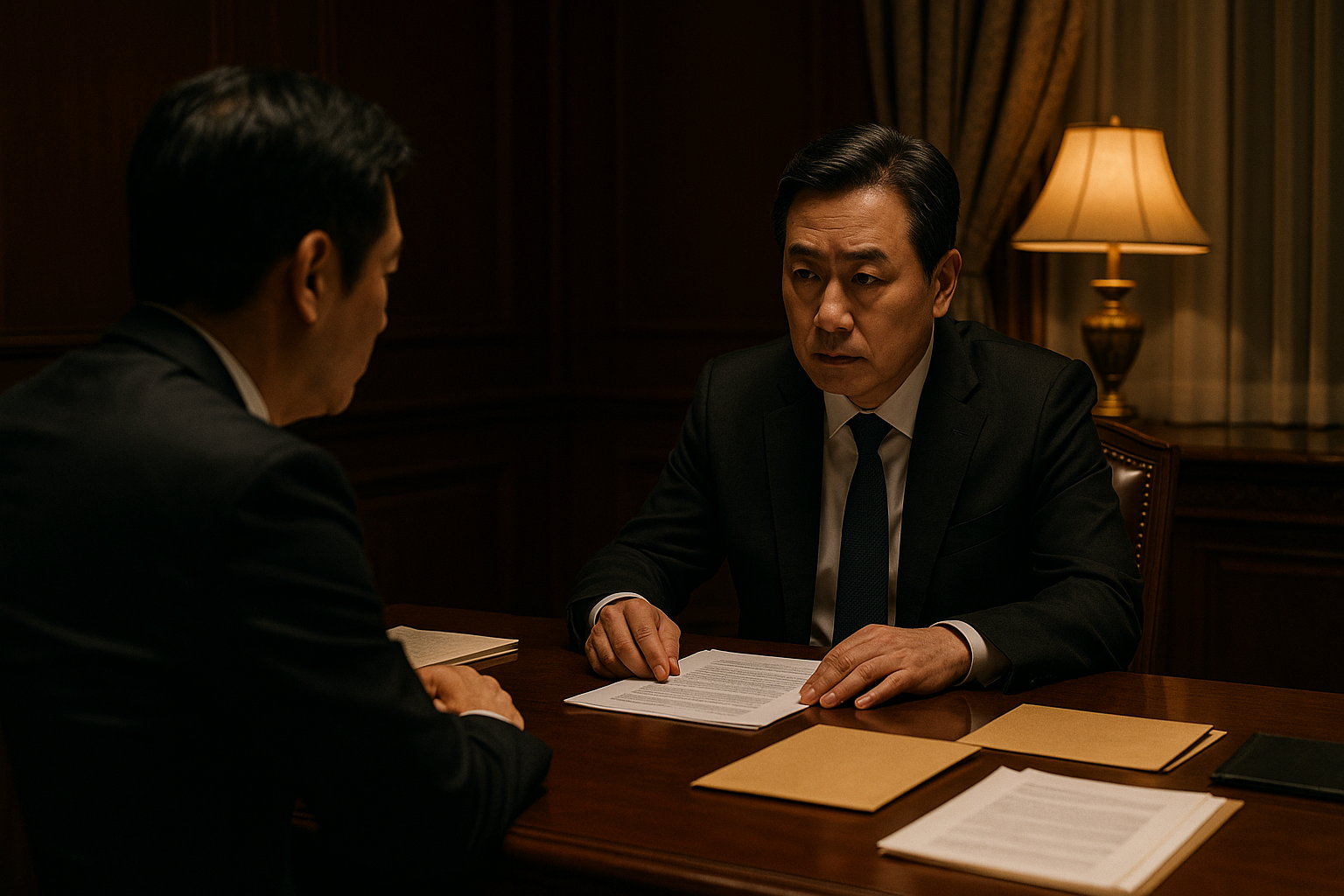 공직 윤리에 어긋나는 행위로 의심을 살 만한 비밀 회동 가상 이미지