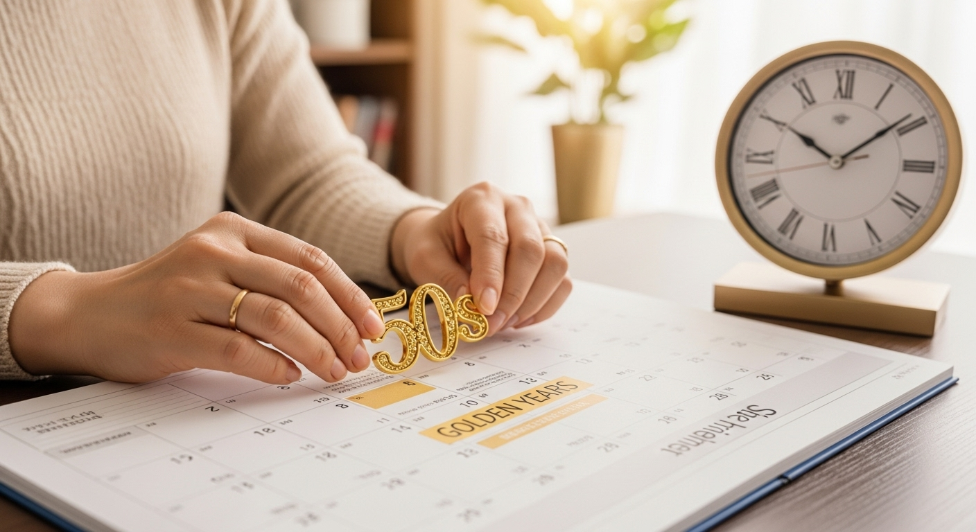 50을 가리키는 시계와 달력