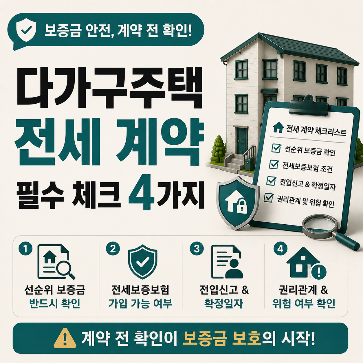 다가구주택 전세 계약 전 확인해야 할 선순위 보증금과 보증보험 조건