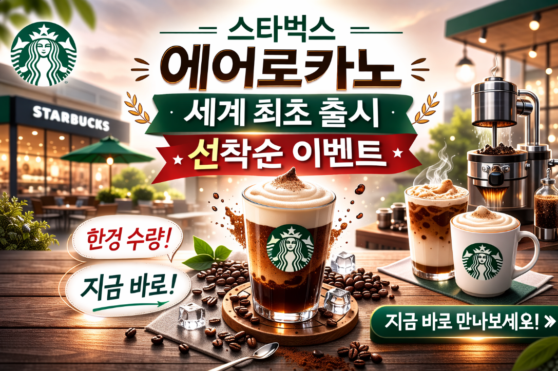 놓치면 찐 후회! 스타벅스 에어로카노 세계 최초 출시 선착순 이벤트