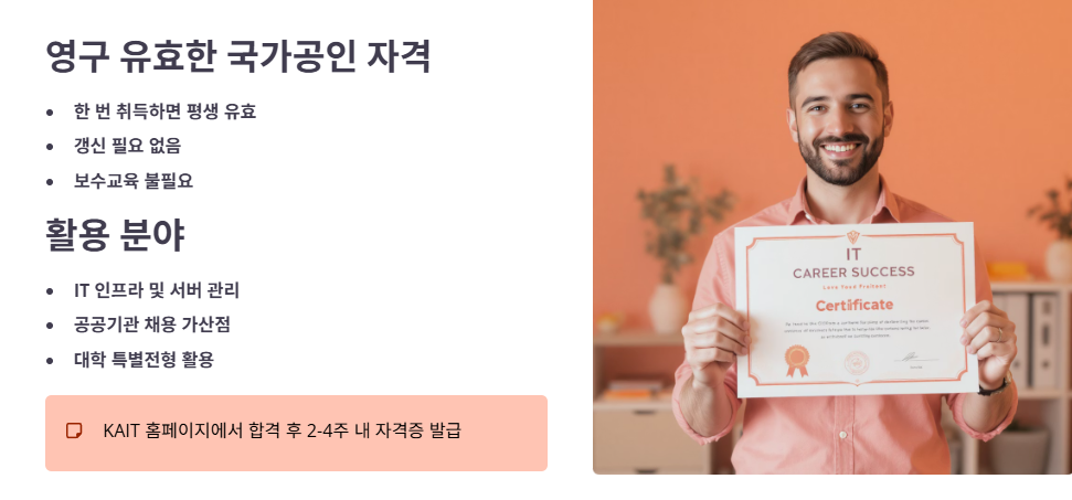 자격증 신청 및 유효기간 정보