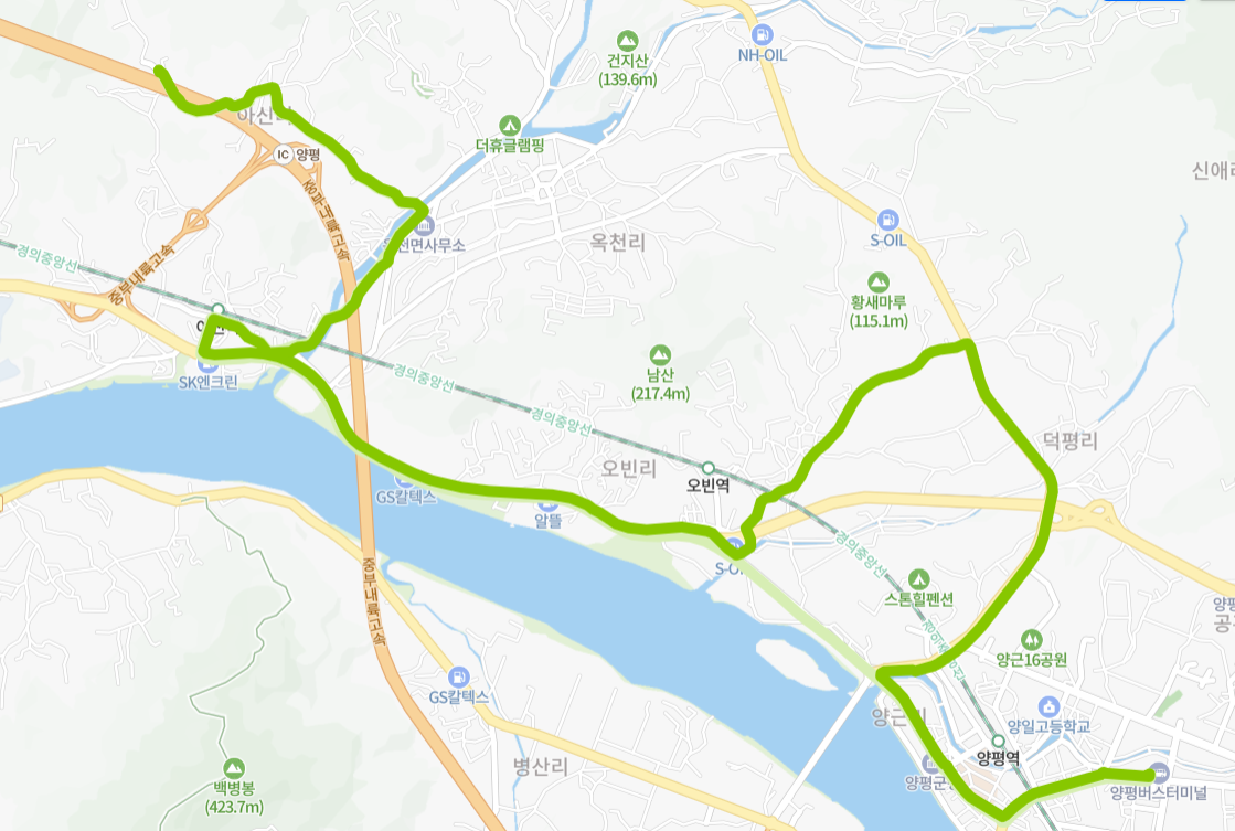 양평-77-9번-버스-노선-지도