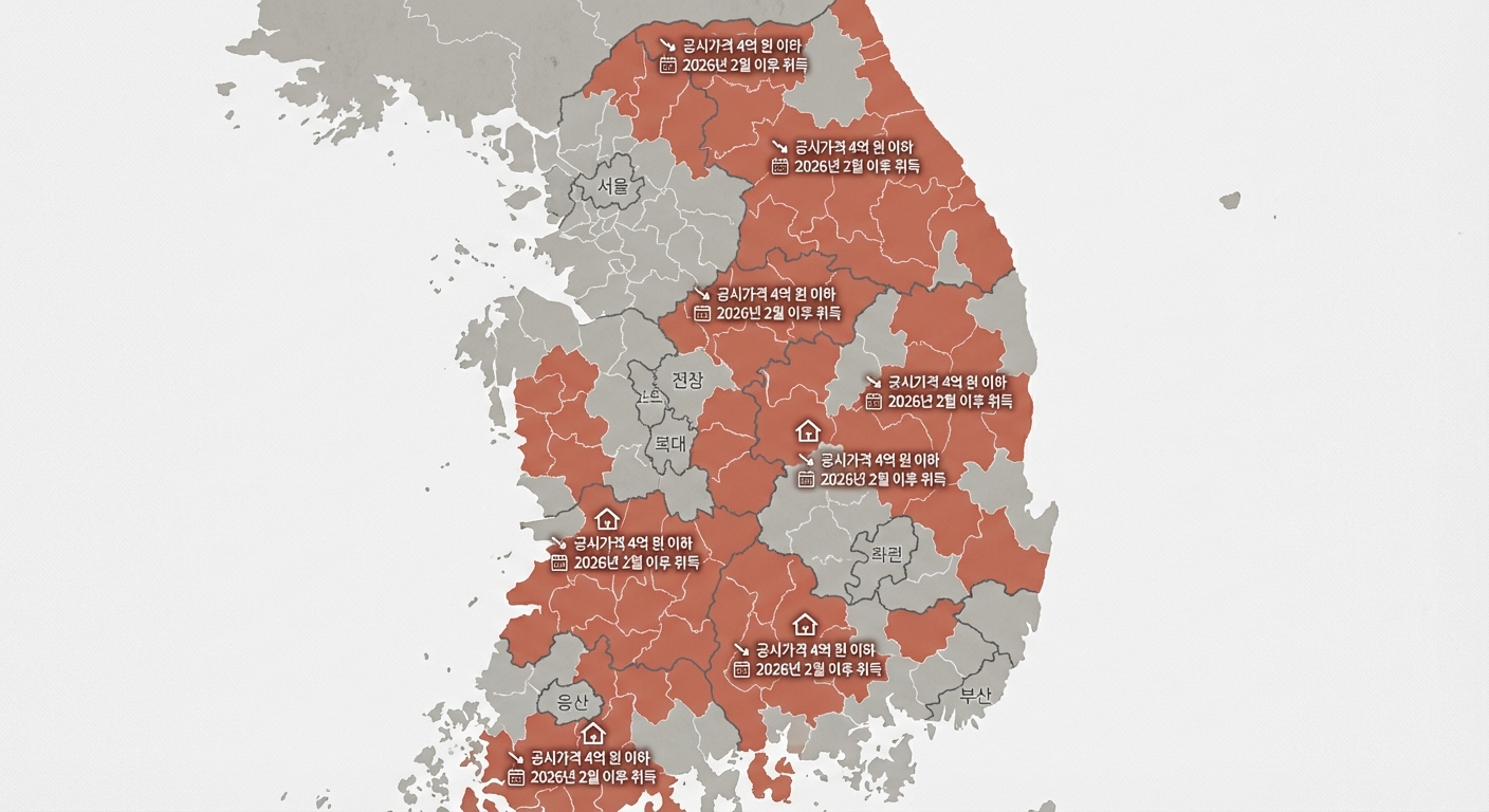 대한민국 지도 위에 89개 인구감소지역이 주황색으로 강조되어 표시되고, 주택 가격 및 취득 시기 조건이 함께 명시된 인포그래픽.
