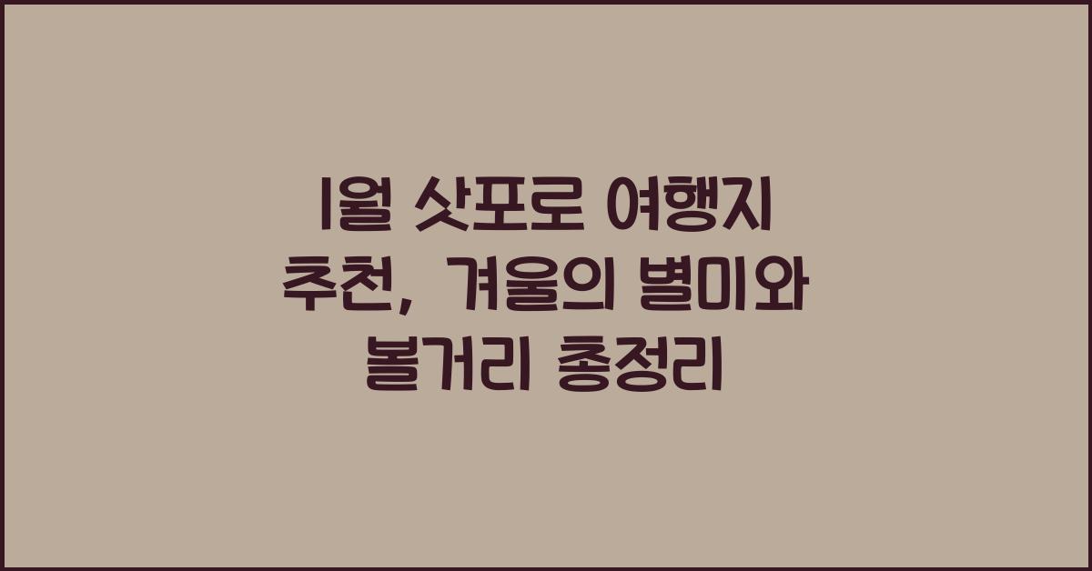 1월 삿포로 여행지 추천