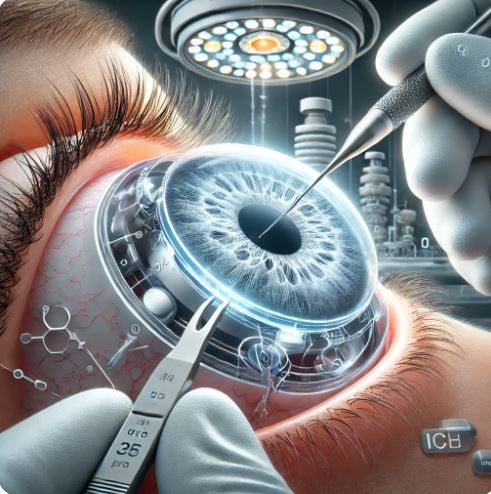 랜즈삽입술을 하고 있는 모습을 보여주는 사진