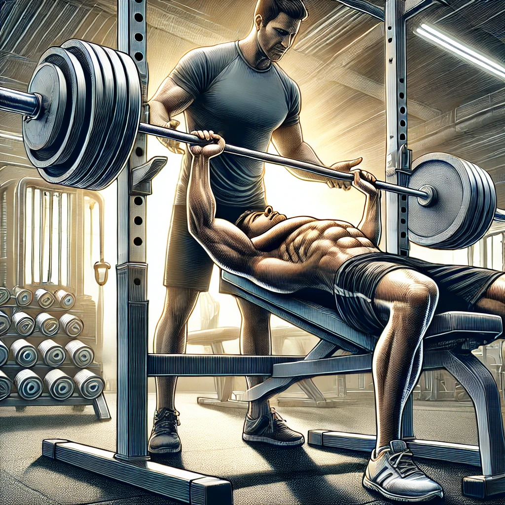 인클라인 벤치프레스 하는 장면