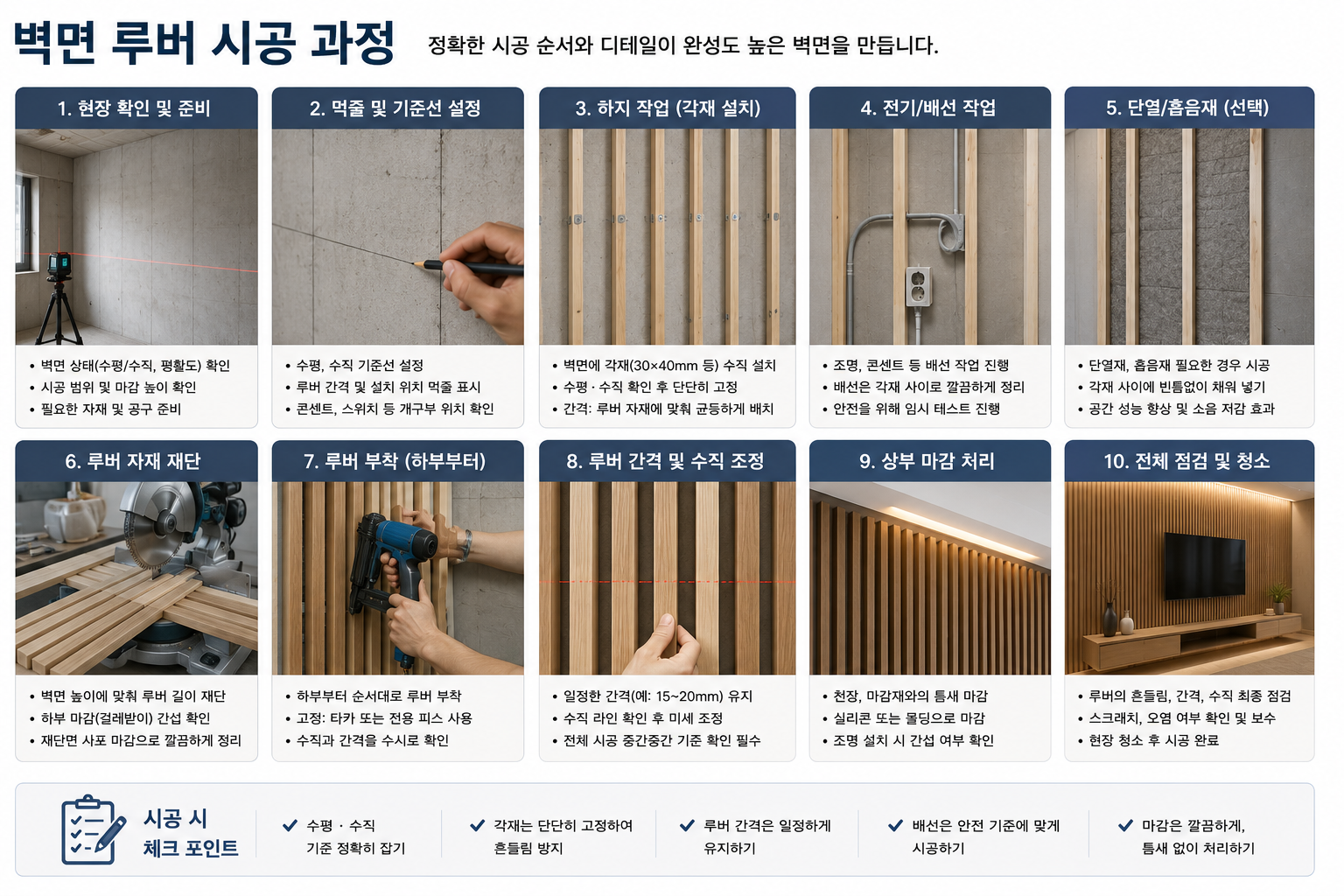 벽면 루버 시공 과정