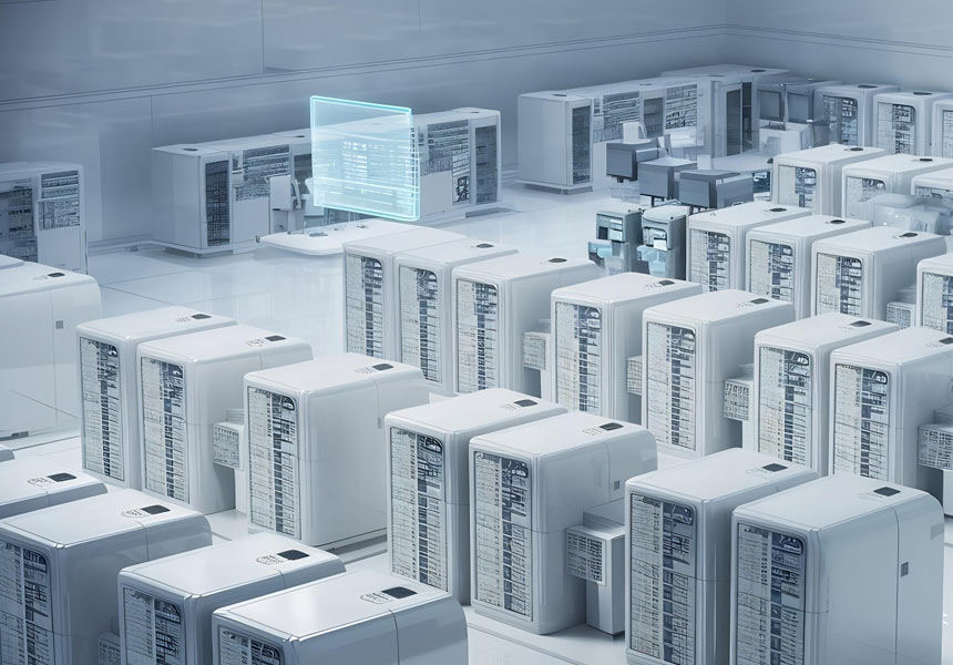 AI 데이터센터와 서버실 내부, 클라우드 컴퓨팅 인프라 이미지