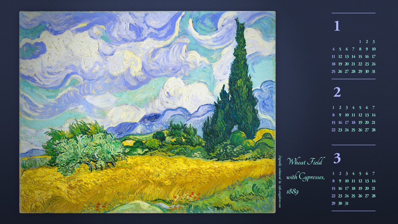 07 삼나무가 있는 밀밭 B - 2026년2월 달력배경화면