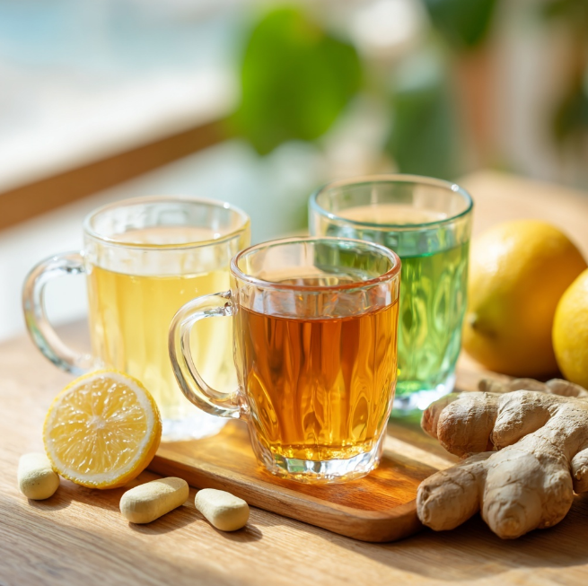 녹차와 유차자를 놓은 모습