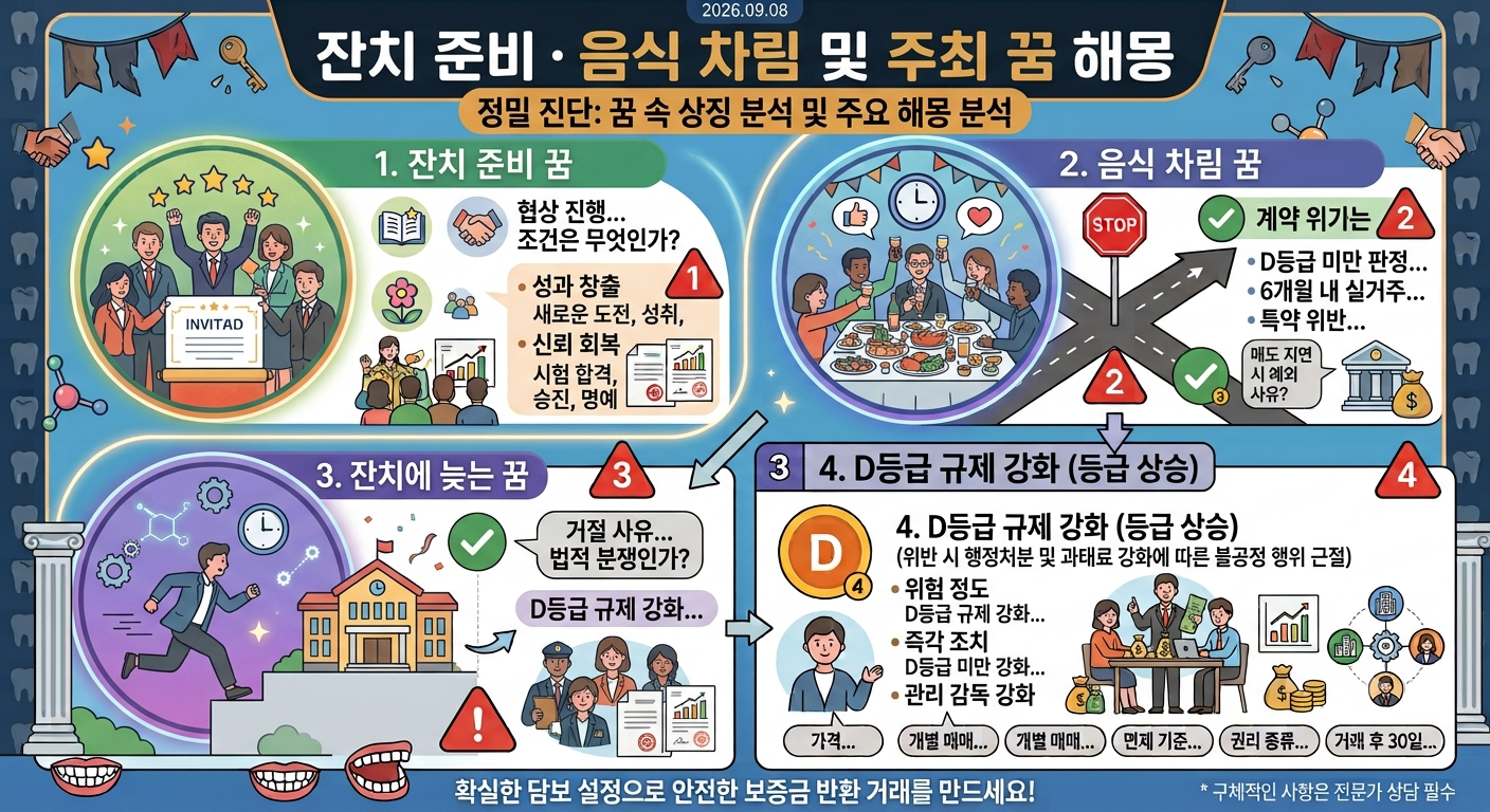 잔치 준비, 음식 차림 및 주최 꿈
