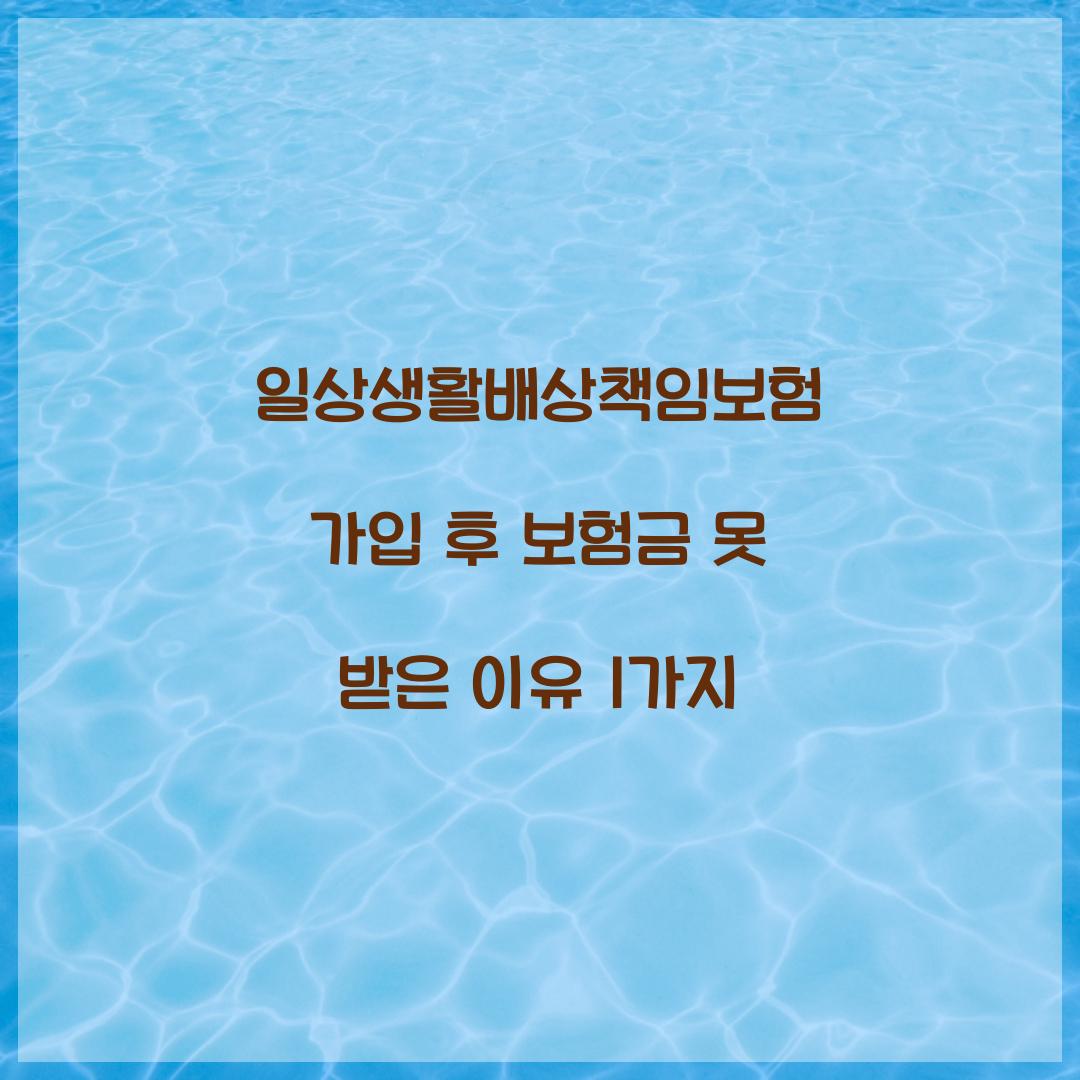 일상생활배상책임보험 가입 후 보험금 못 받은 이유 1가지
