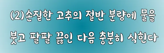  (2)손질한 고추의 절반 분량에 물을 붓고 팔팔 끓인 다음 충분히 식힌다
