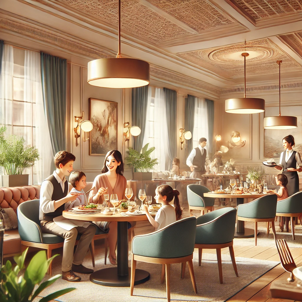 외식하는 가족들