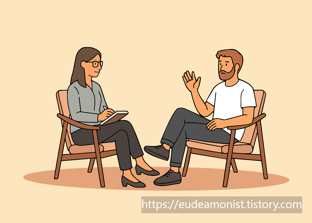 상담을 받고 있는 남자