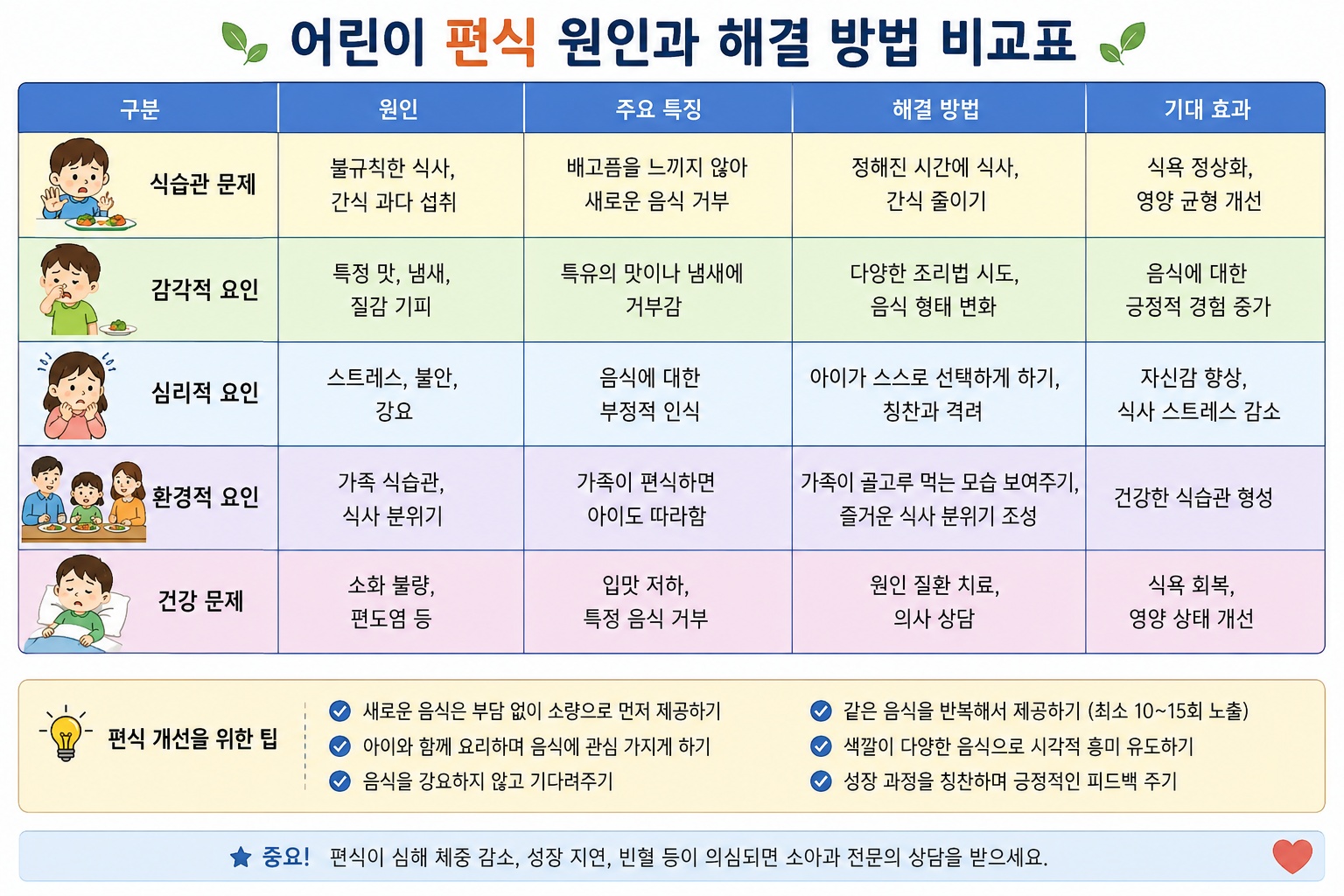 편식 비교표