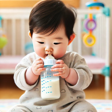 분유를 혼자서 먹고 있는 아이 관련 사진