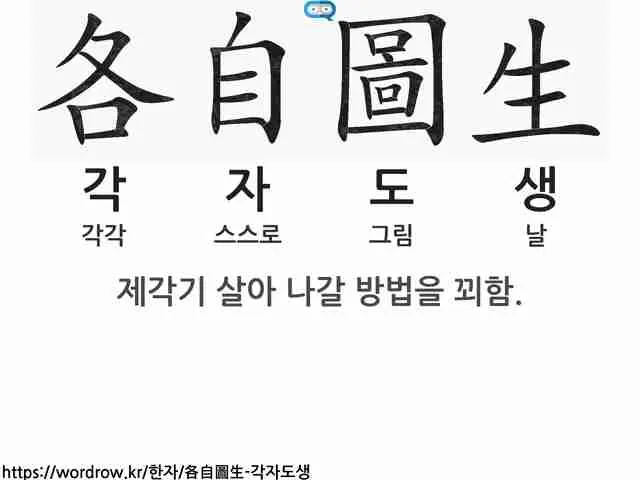 각자도생 뜻 유래 한자 비슷한 말 예문 영어 속담 반대말_2