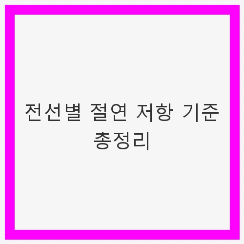 전선별 절연 저항의 중요성