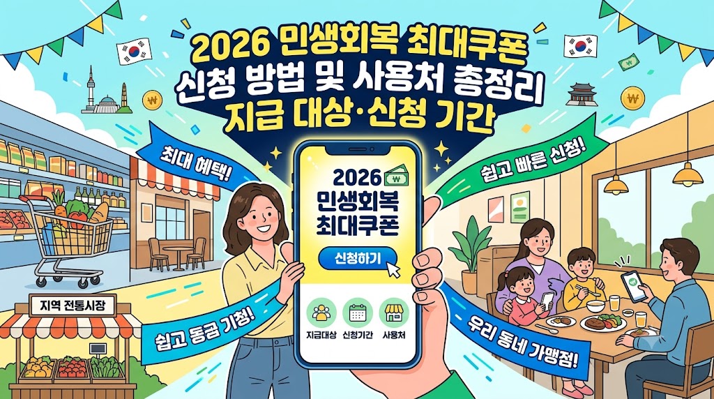 2026 민생회복 최대쿠폰 신청 방법 및 사용처 총정리, 지급 대상&middot;신청 기간