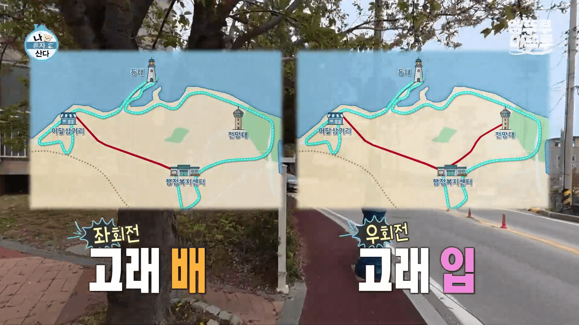 전현무가 설명하는 고래 입과 배 모양의 펀런 코스 지도