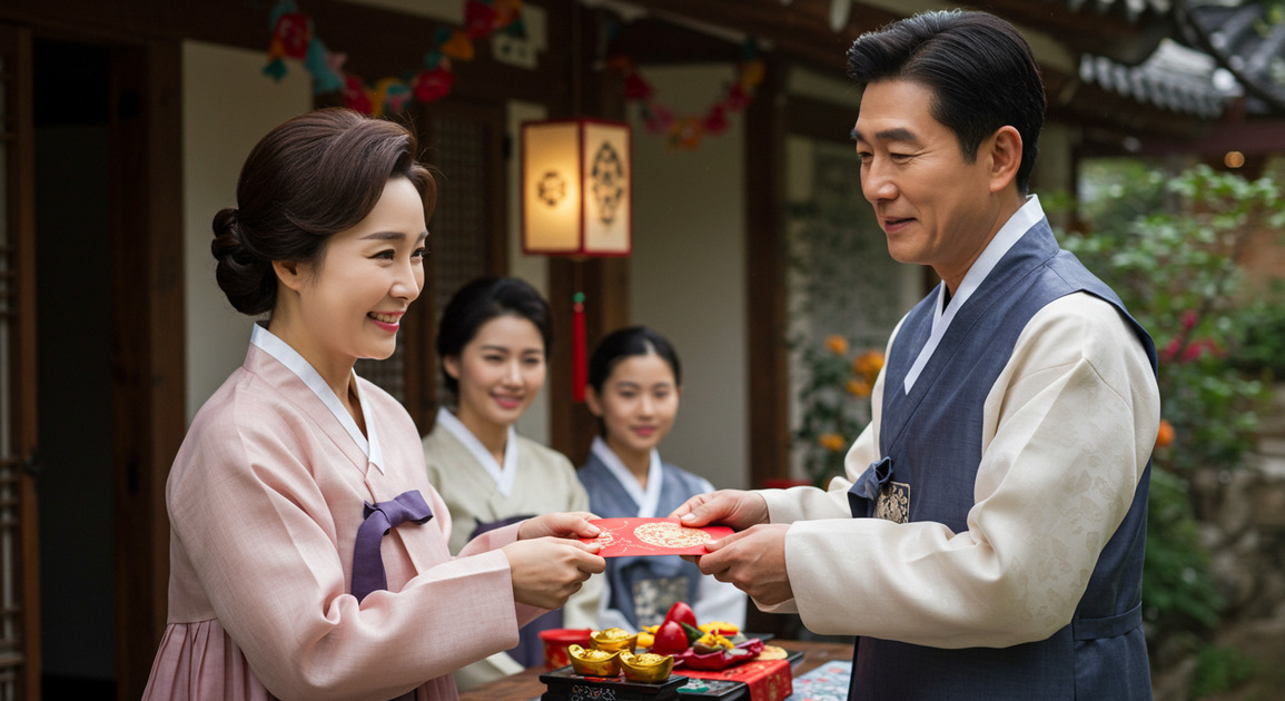 명절 용돈드리는 모습