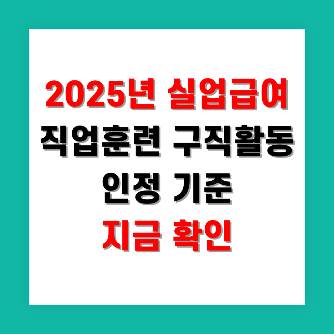 2025년 실업급여 직업훈련 구직활동 인정 기준 지금 확인