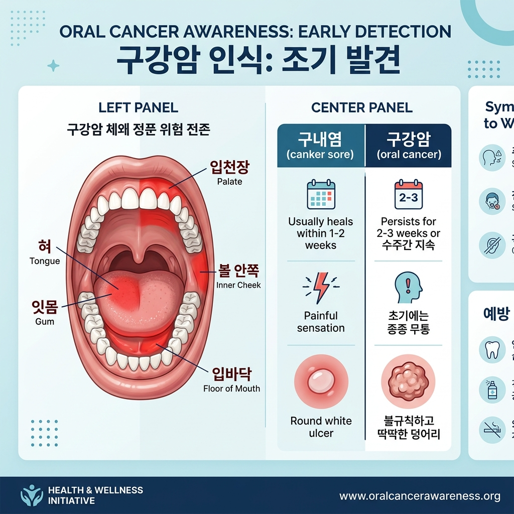 구강암 (구내염 차이, 조기발견, 입속 건강 관리)