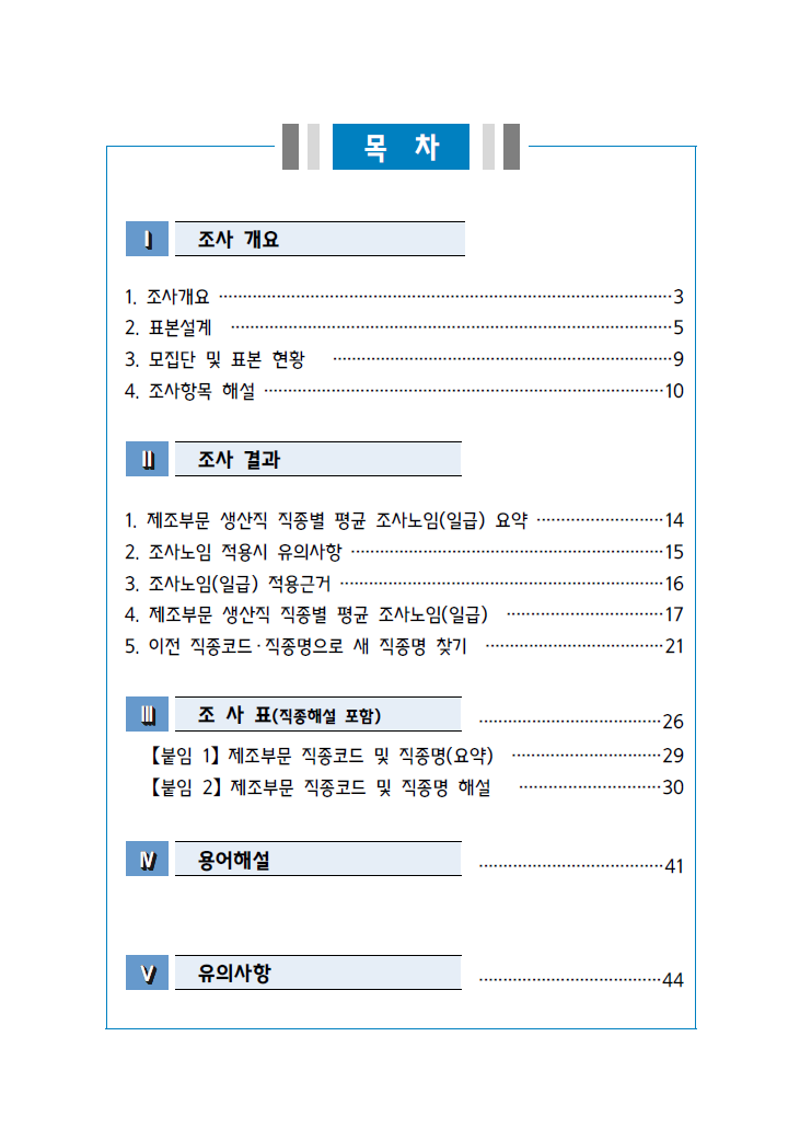 중소제조업 직종별 임금조사 보고서
