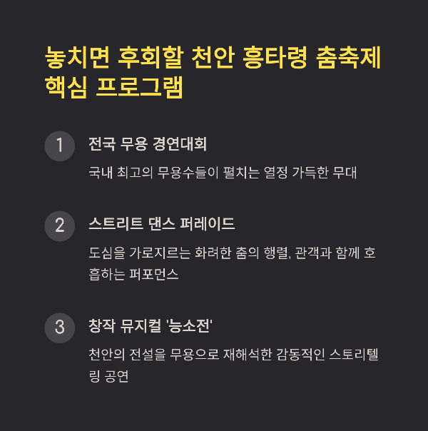 놓치면 후회할 천안 흥타령 춤축제 핵심 프로그램
