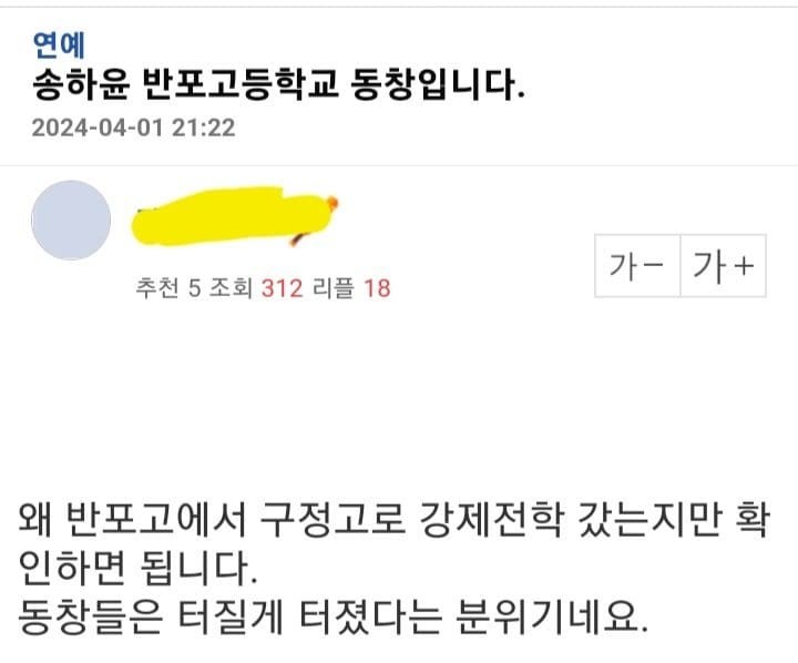 학폭의혹이 생긴 여배우 '송하윤'