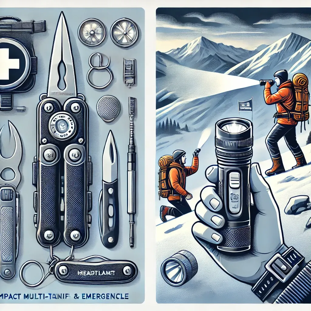 겨울 산행 응급 도구와 보온 담요 사용