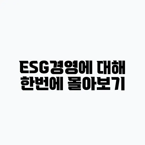 ESG경영에 대해 한번에 몰아보기