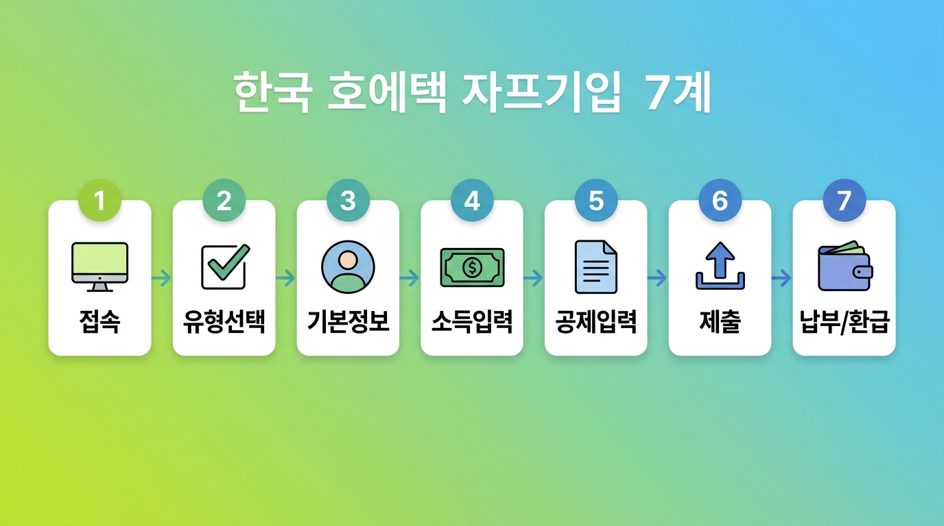 2026 종합소득세 홈택스 셀프 신고 7단계 플로차트