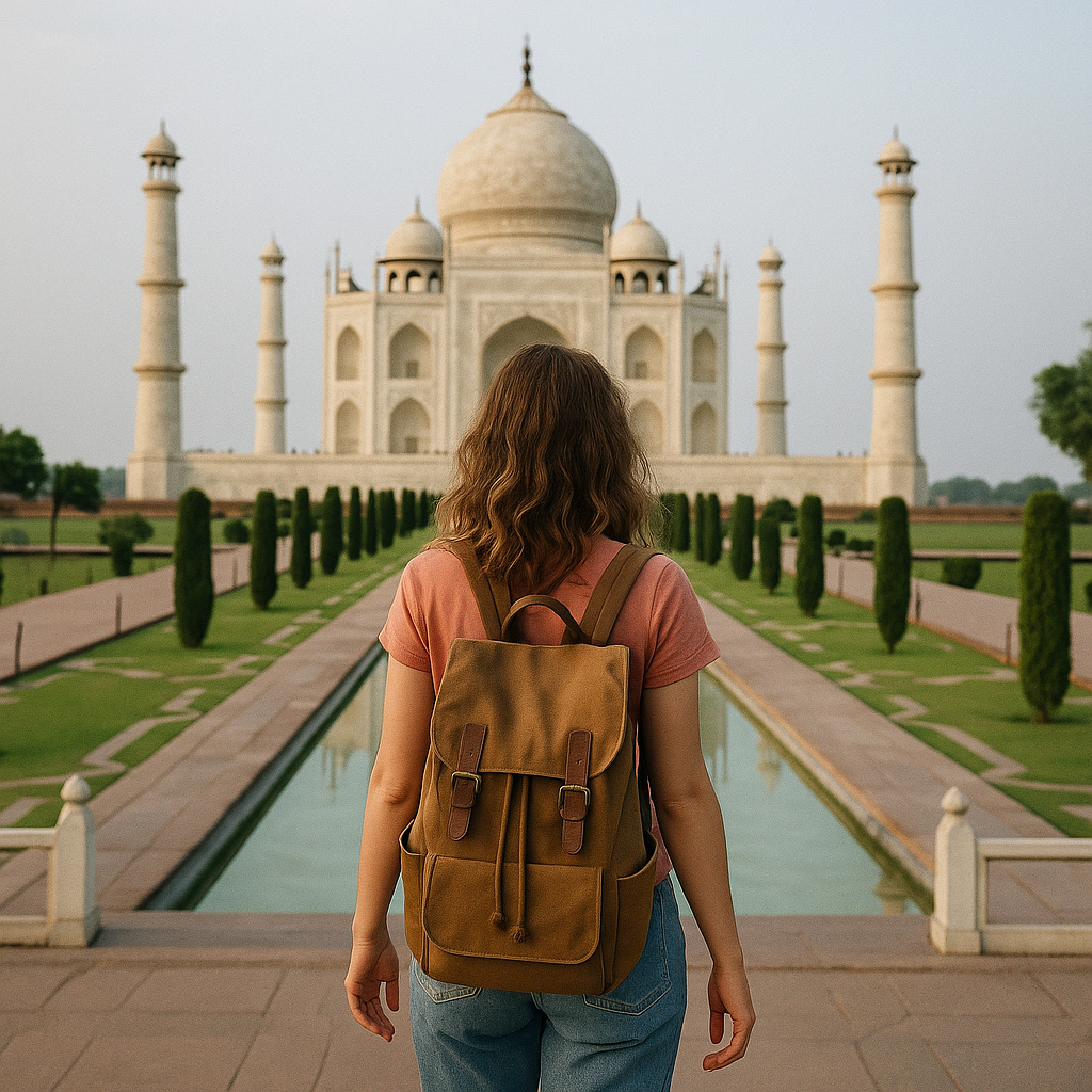 혼자 여행하고 있는 여성